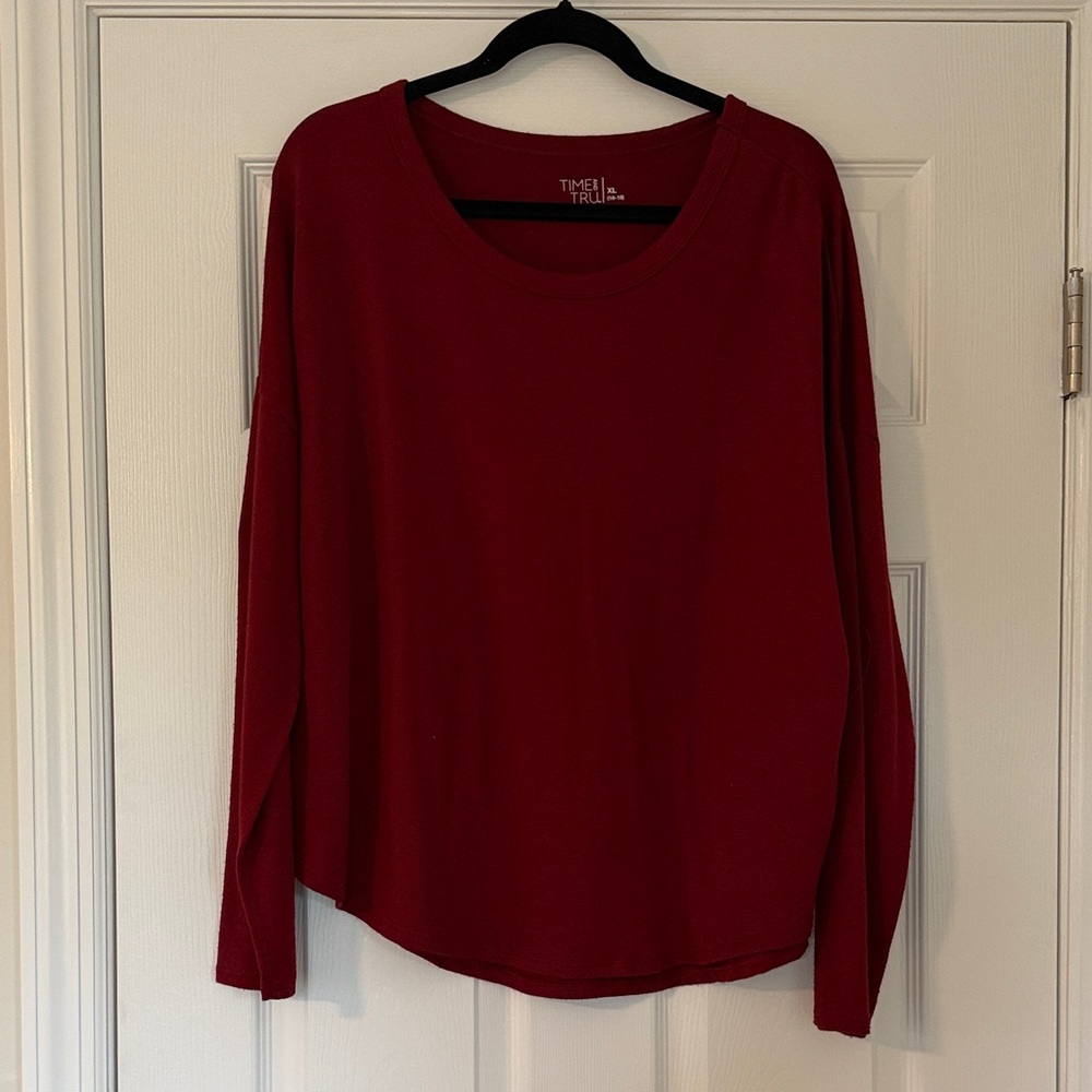 Red Long Sleeve Crewneck Tee